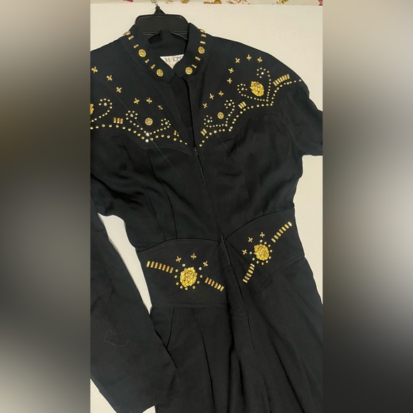 The Icing Vintage Black Jumpsuit with Gold Accent - Picture 8 of 13